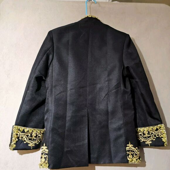 Cosplay Regency Blazer Black And Gold Embriodered Size Small-Medium Brooch Chain - Picture 2 of 10